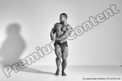 Underwear Man White Moving poses Muscular Short Brown Dynamic poses Academic